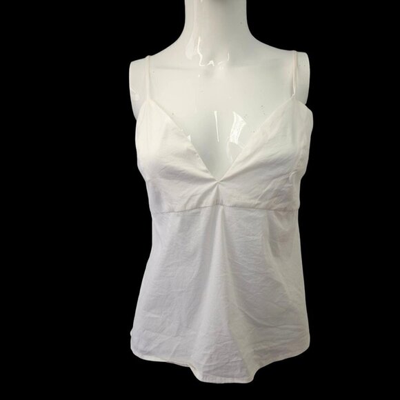 BCBG MaxAzaria White Lace Boho Top + Cami Cotton Drawstring Waist V Neck Women S - Picture 2 of 12